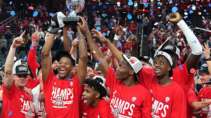 Arizona celebrating its Pac-12 title
